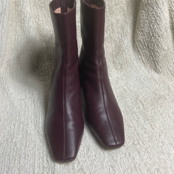J.Crew Vintage leather Burgundy center seam ankle boots back zipper SZ11 - Picture 4 of 15